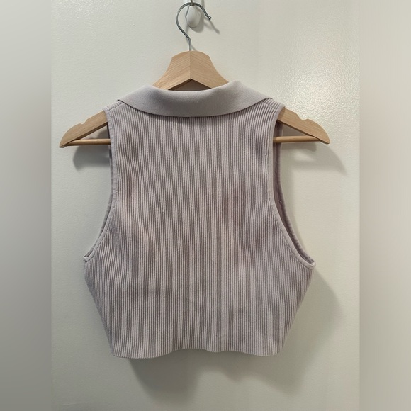 Large Aritzia Collared Vneck Crop Top- Light Pink - Picture 3 of 3
